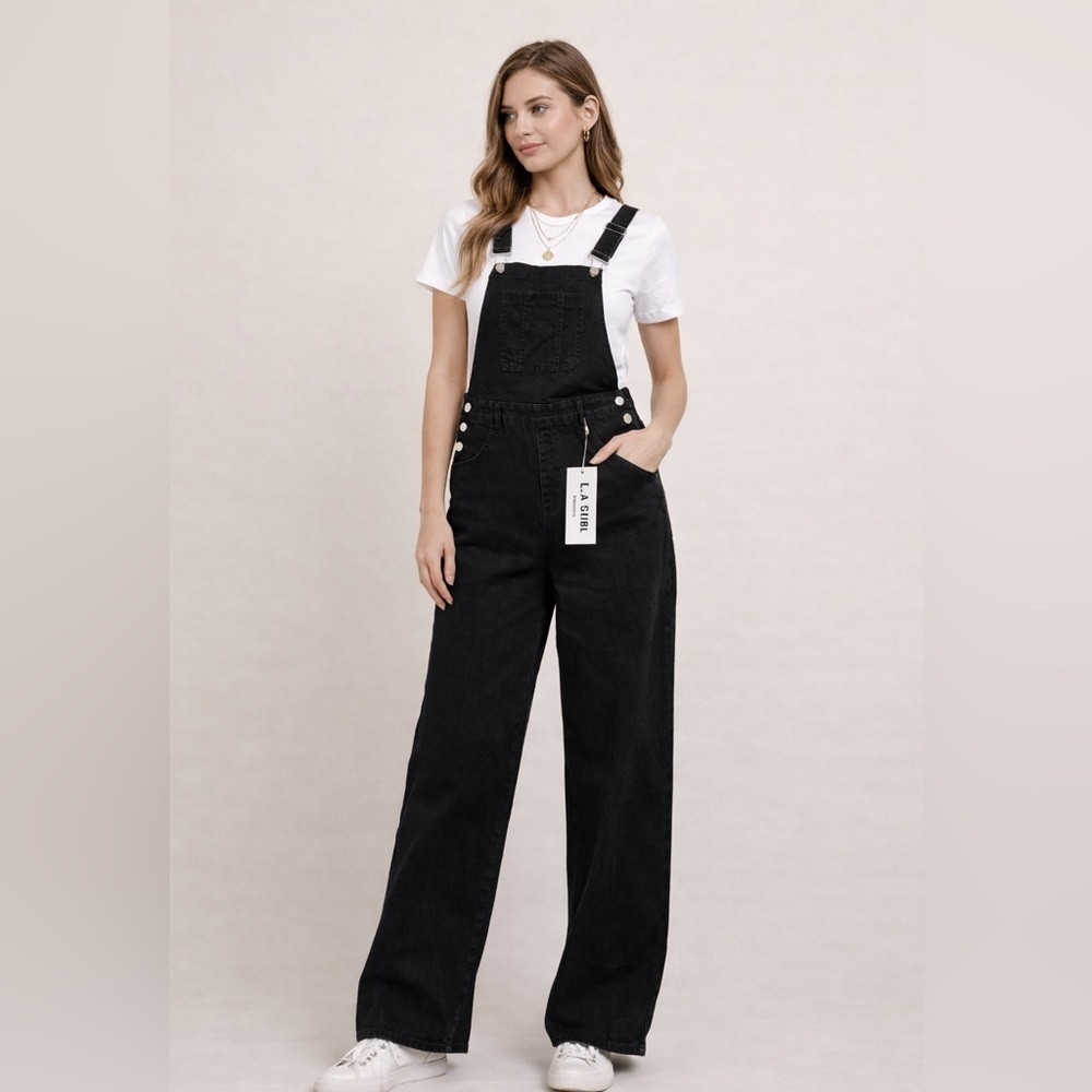 LA Girl Black Women's Jeans Overalls Size Large NWT